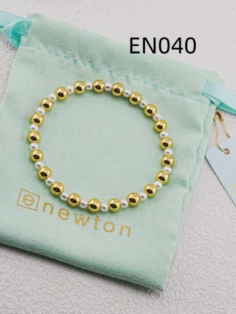 Enewton Gold Bead & White Pearl Bracelet